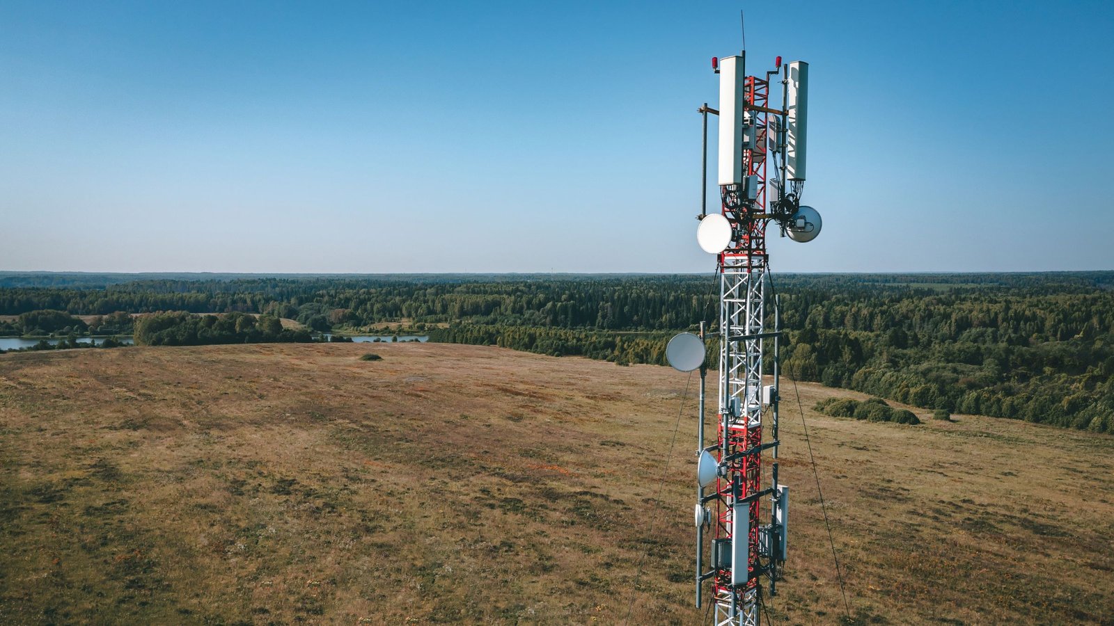 Telecommunications tower against a night sky