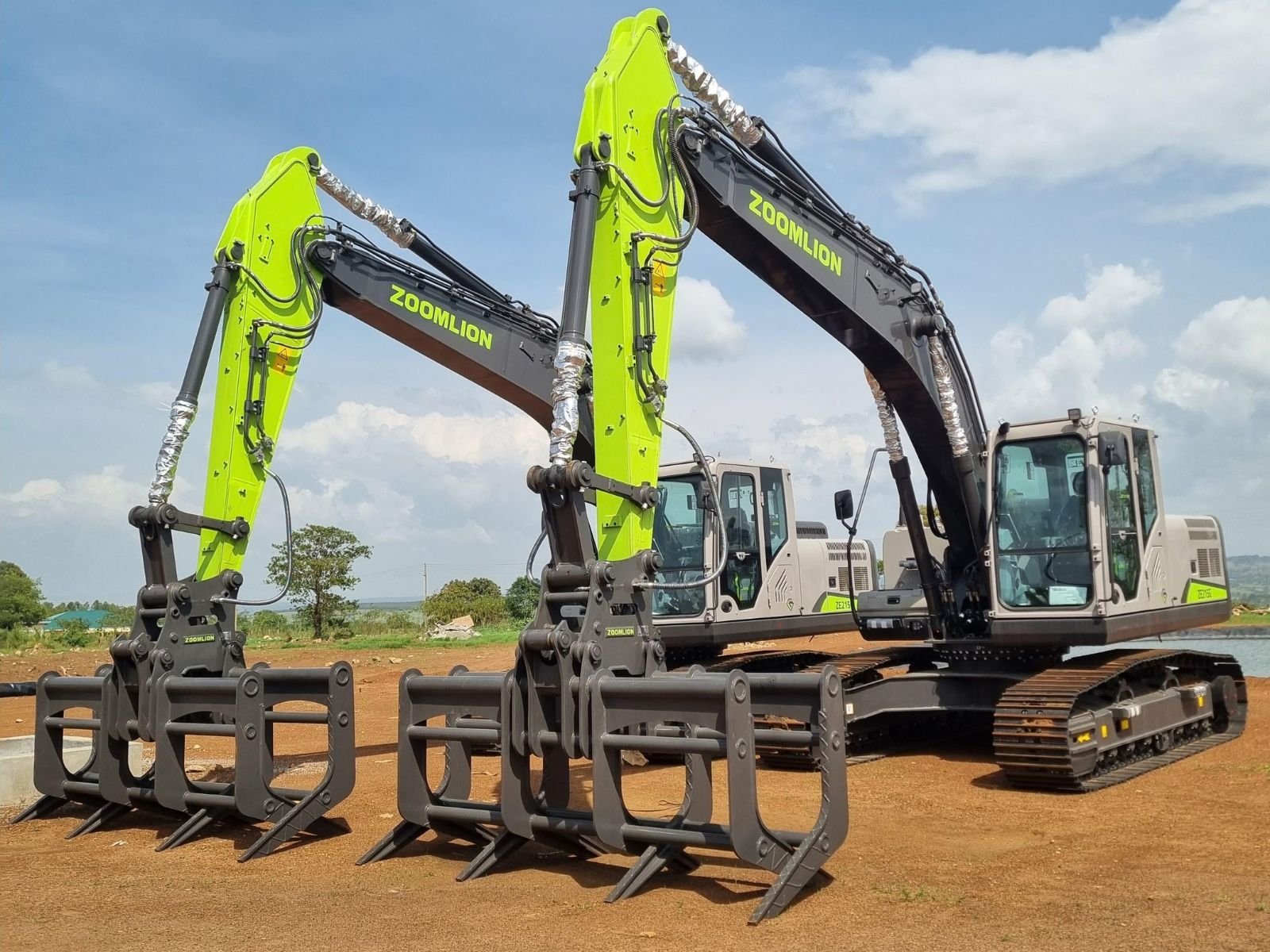 Tipper truck working at a quarry beside an excavator