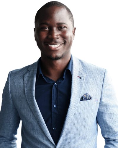 Successful African American businessman businessman standing on a transparent background